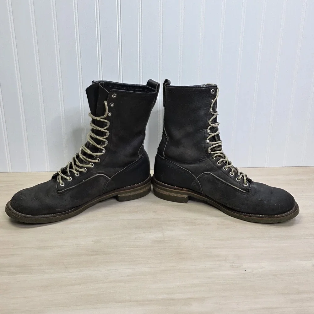 Red Wing‎ 919 Lineman Boots Green Sole Vintage Rare🇺🇸 USA Distressed Size 13 C
